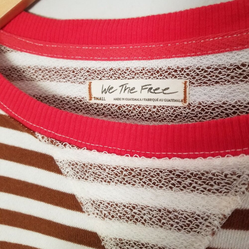 Free People We The Free Classic Striped Oversized Crewneck S Coffee Combo $98 - Picture 8 of 16
